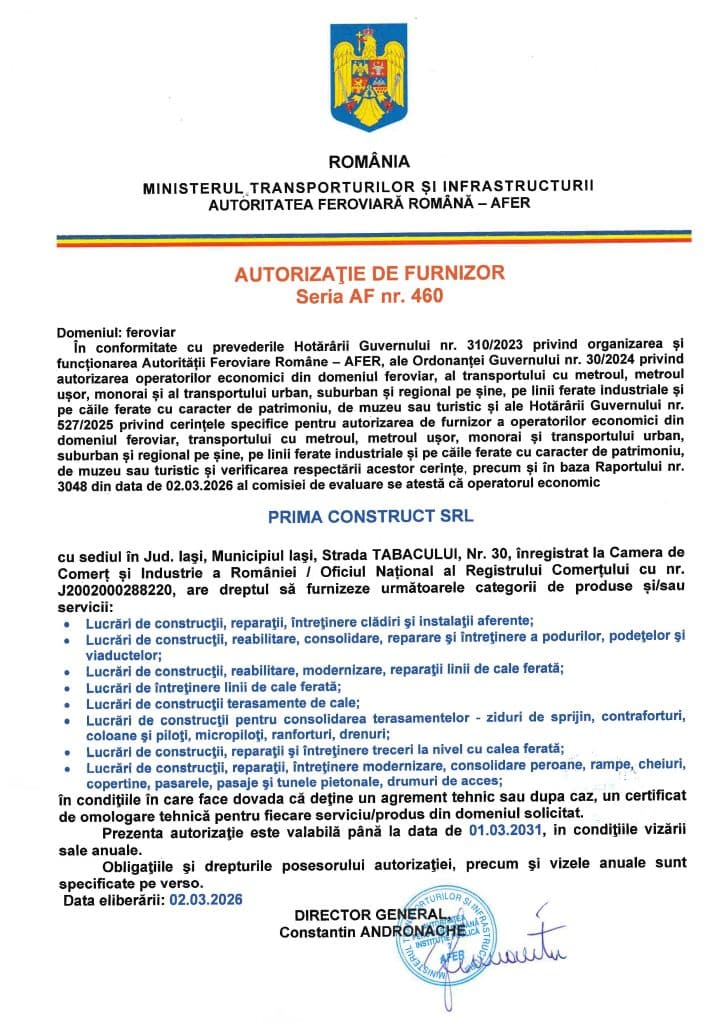 Autorizatie de Furnizor